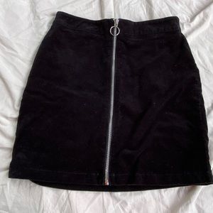 Velvet Full Zip Mini Skirt